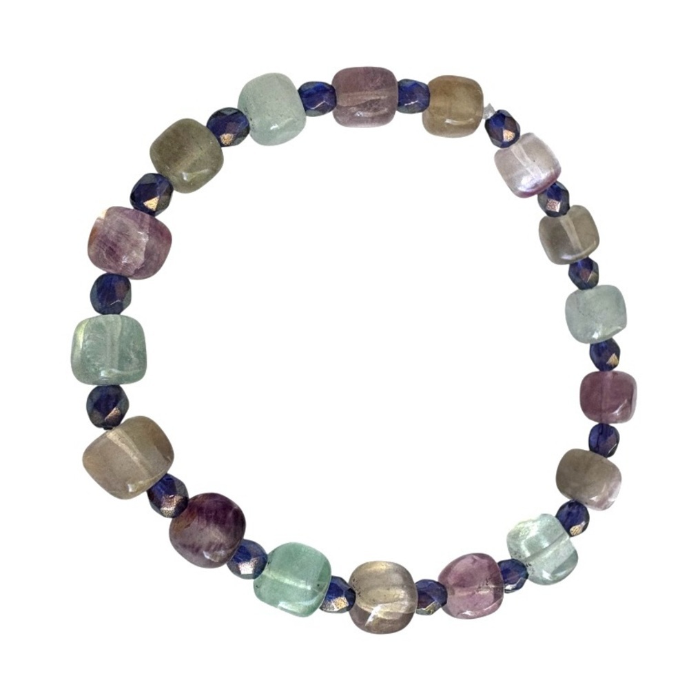Natural Stone, Sea glass, Crystal and Czech Glass Beaded Stretch Bracelets. - Picture 2 of 15